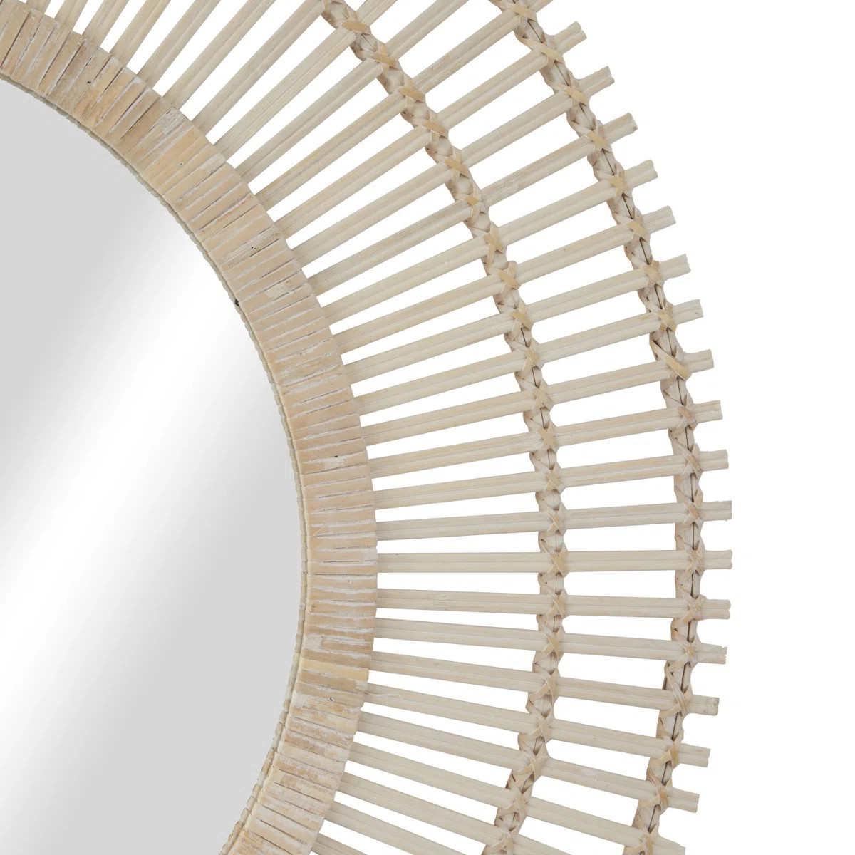 Round Bamboo Wood Handmade Wrapped Starburst Room Wall Mirror | Wayfair North America