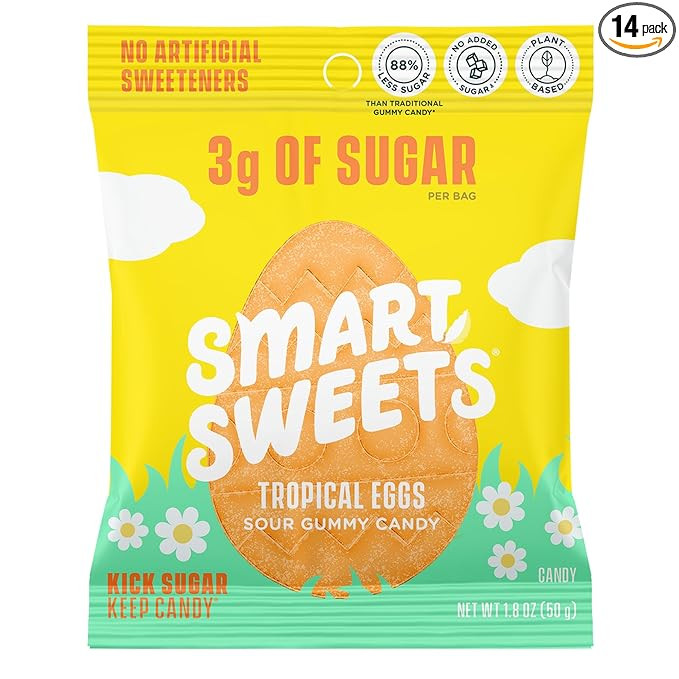 SmartSweets Tropical Eggs Easter Candy: 1.8oz (Pack of 14), Gummy Candy with Low Sugar, Low Calor... | Amazon (US)