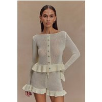Eleanor Knit Frill Cardigan - White I MESHKI I Size XXS | MESHKI US