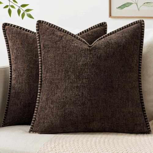 MIULEE Decorative Couch Throw Pillow Covers 18x18 Inch Dark Brown 2 Pack | Amazon (US)