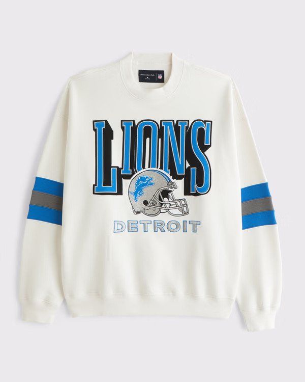 Men's Detroit Lions Graphic Crew Sweatshirt | Men's Tops | Abercrombie.com | Abercrombie & Fitch (US)