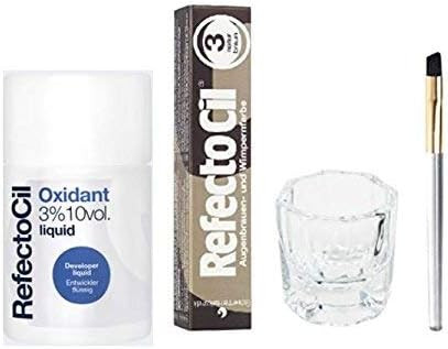 Refectocil tint dye kit natural brown no.3 + liquid oxidant 3% 100ml + mixing brush + mixing dish, 1 | Amazon (CA)