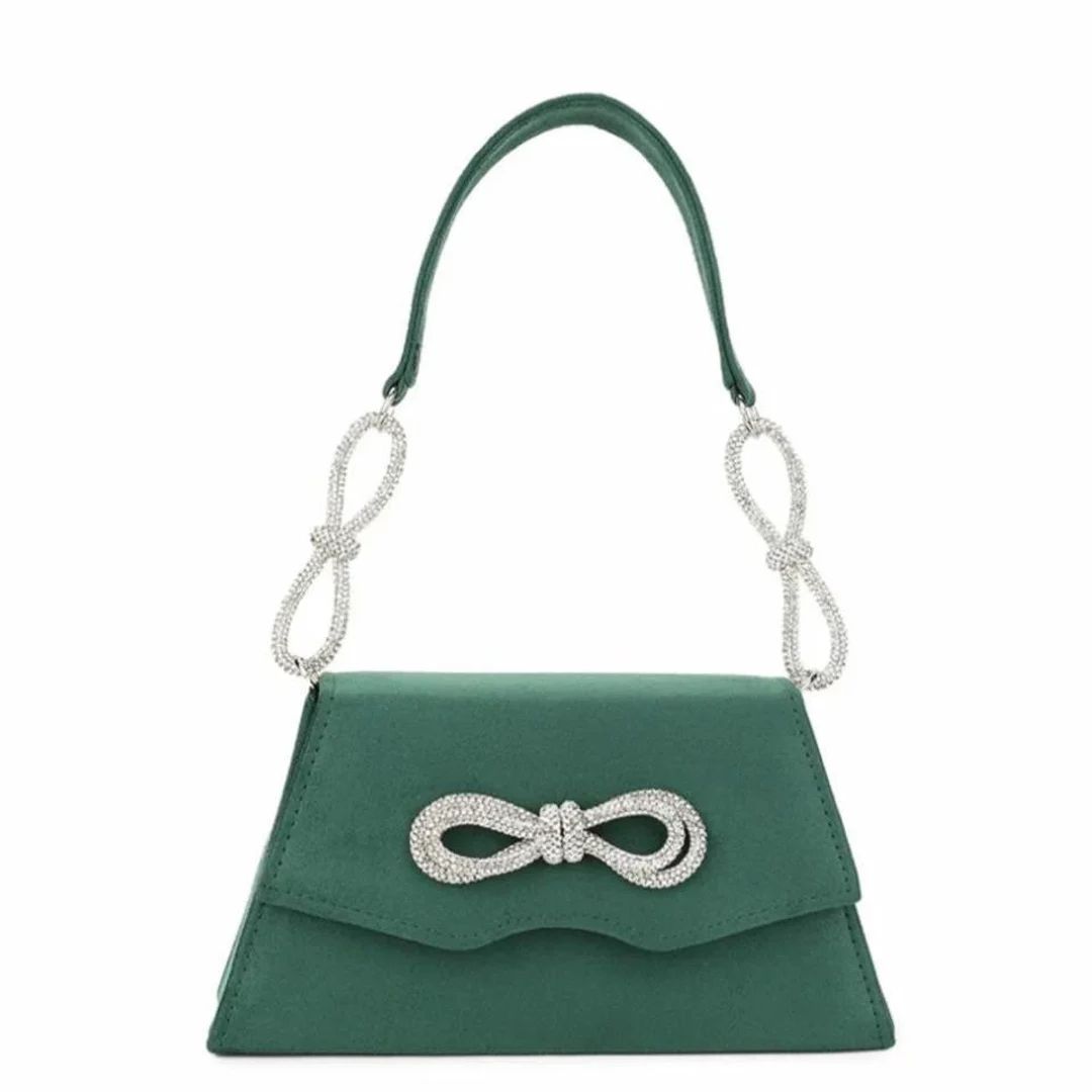 Dark Green Glitter Double Bow Top Handle Bag - Etsy | Etsy (US)