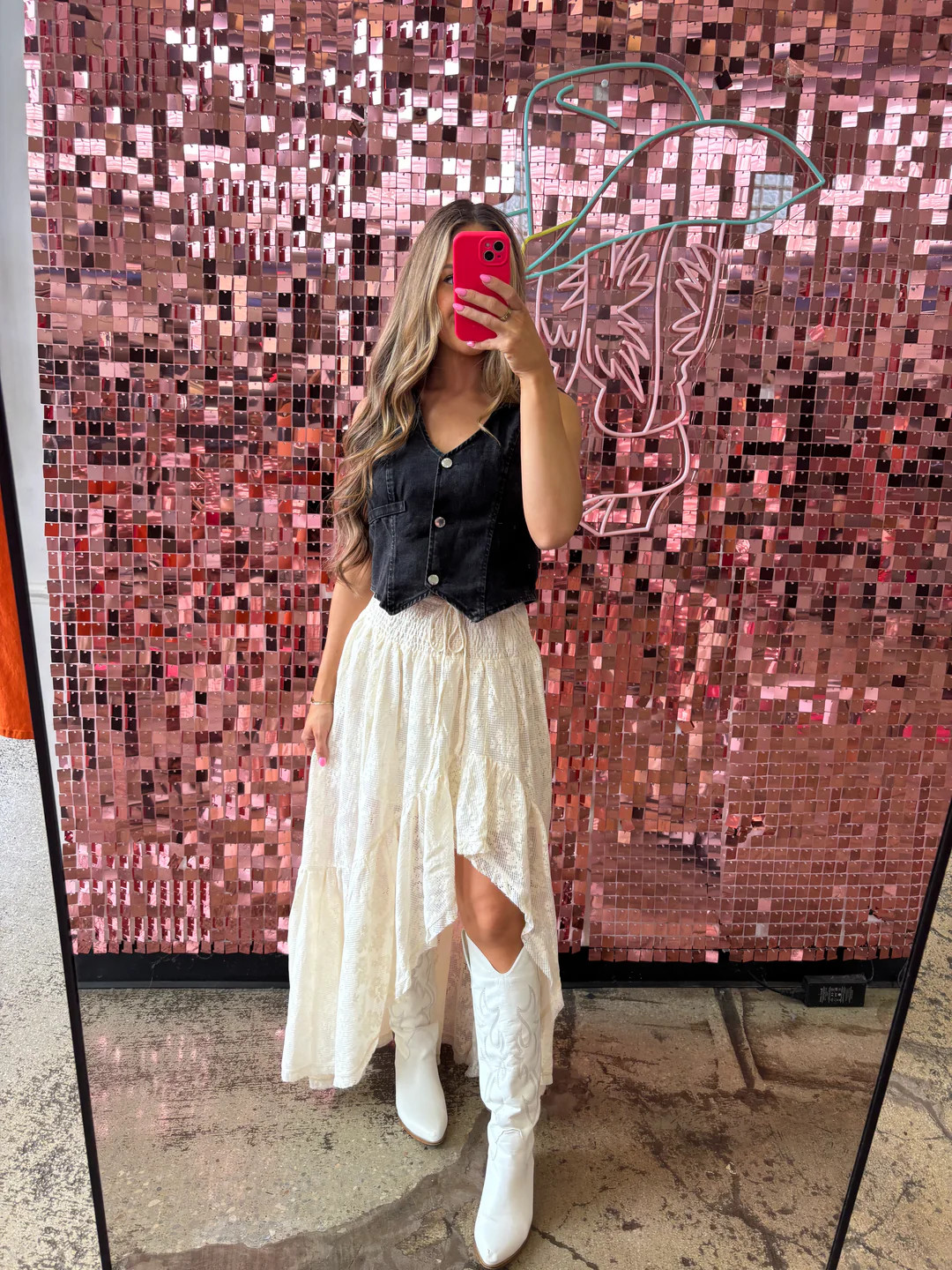 Lace Waves Ruffled Maxi Skirt | Willow Boutique