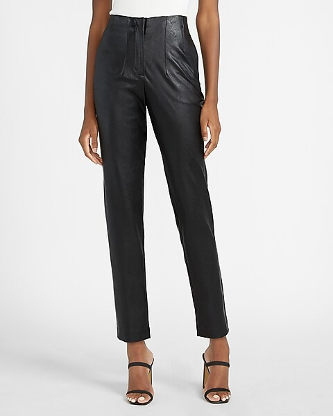 High Waisted Vegan Leather Ankle Pant | Express