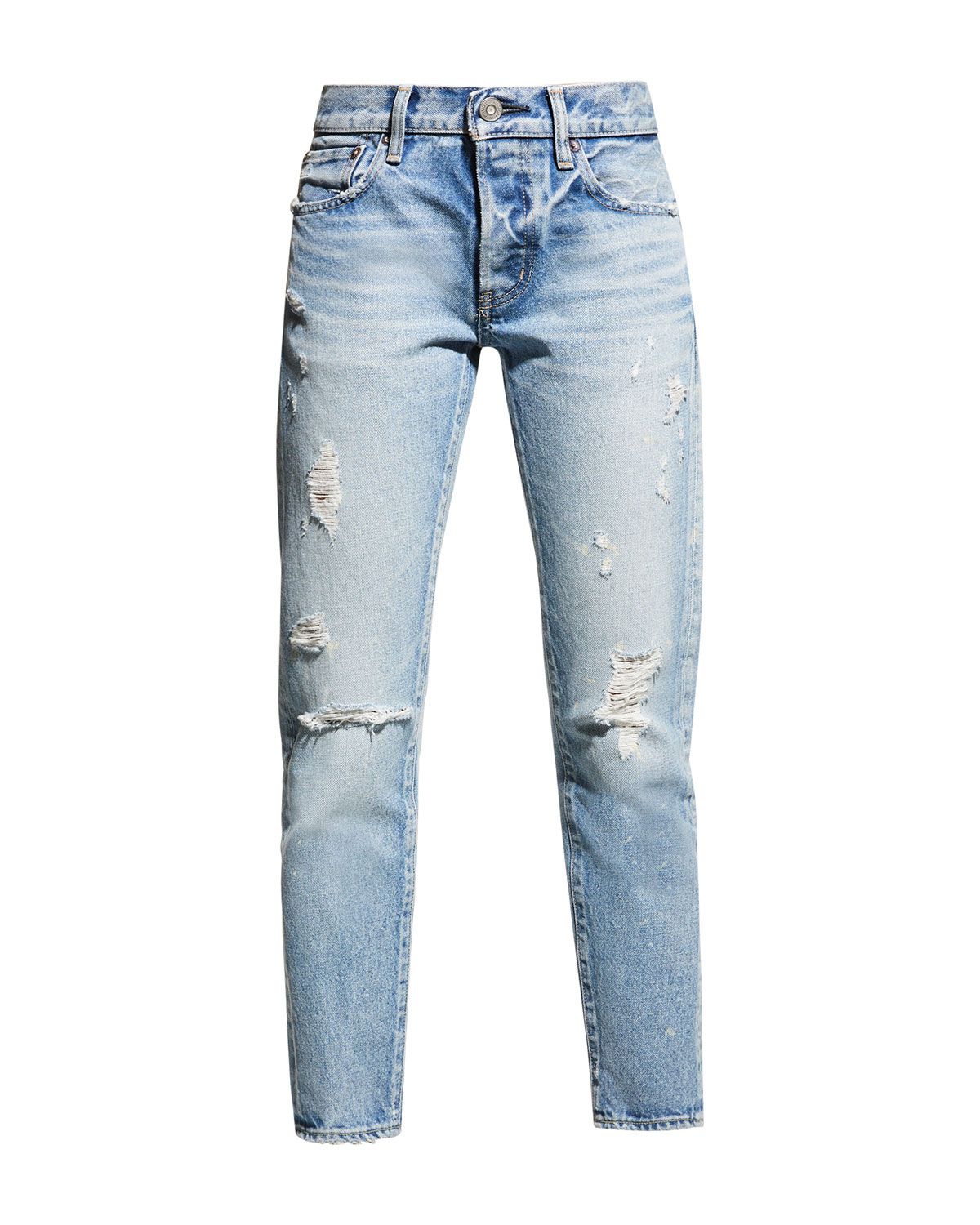 MOUSSY VINTAGE Aberdeen Tapered Distressed Jeans | Neiman Marcus