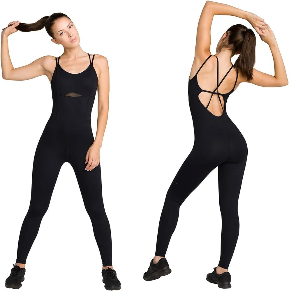 LOVESOFT Women's Sleevesless Bodysuit Dance Unitard, Backless Bodycon Rompers Jumpsuits for Workout  | Amazon (US)