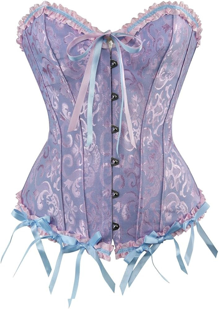 frawirshau Women's Lace Up Boned Overbust Corset Bustier Lingerie Bodyshaper Top | Amazon (US)