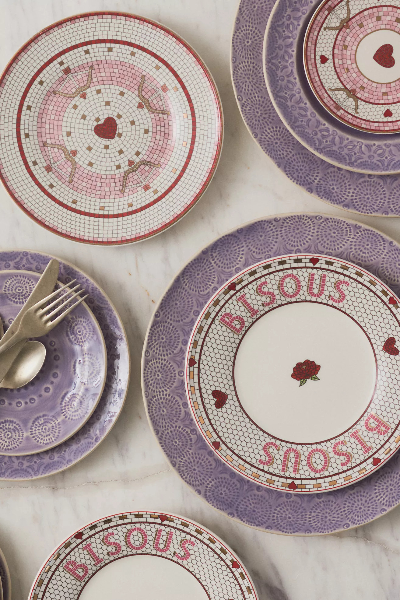 The Bistro Tile Stoneware Dessert Plate: Valentine's Edition | Anthropologie (US)