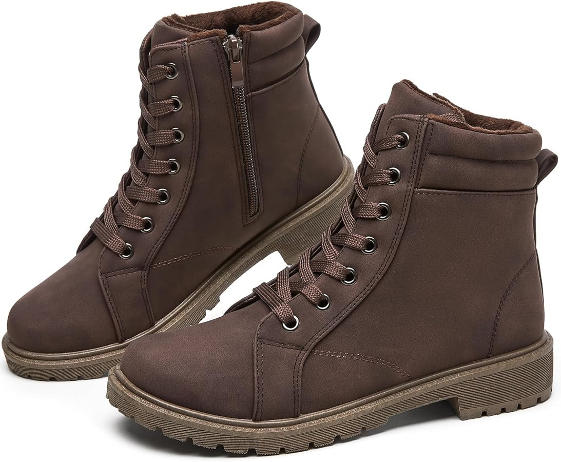 Rominz White Snow Boots for Women Black Winter Ankle Bootie with Warm Faux Fur Lining & Zipper No... | Amazon (US)