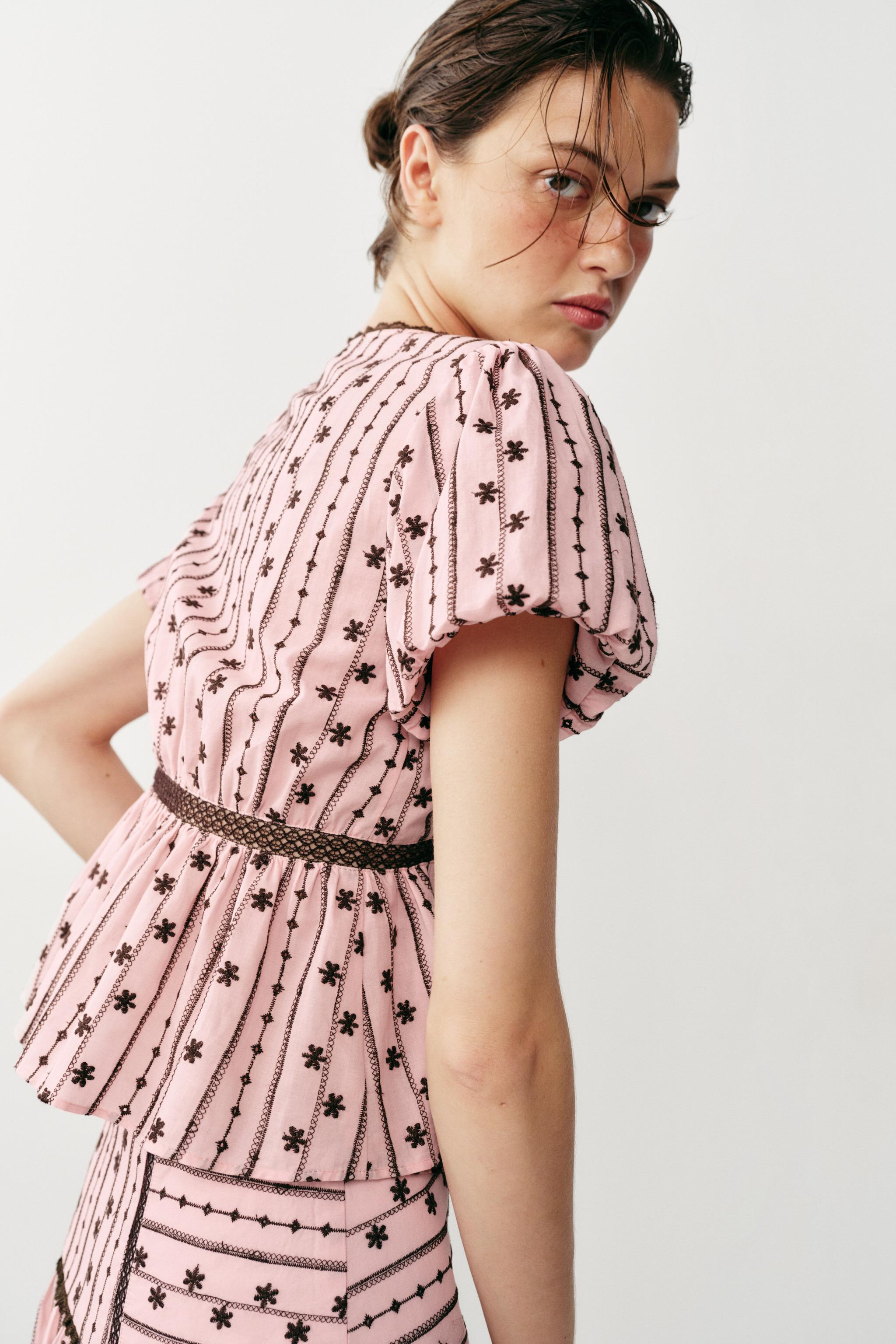 EMBROIDERED TIE TOP | Zara US
