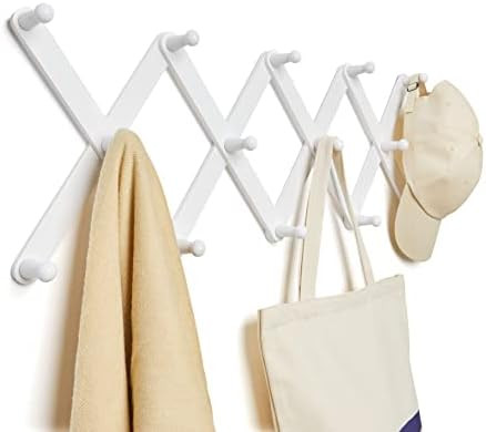 Wooden Wall Hanger Expandable Coat Rack Accordion Design 14 Peg Hooks for Hanging Storage Clothes... | Amazon (US)