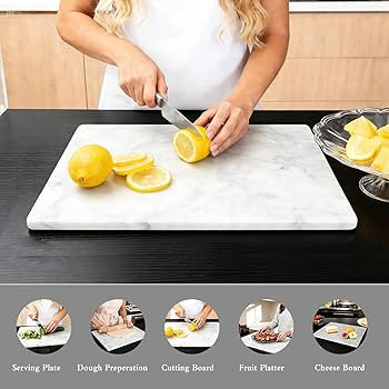 Italian Carrara White Marble Cutting Board for Kitchen 12×16 In – Stone Cutting Board, Pastry ... | Amazon (US)