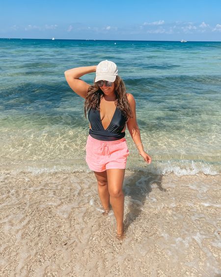 Love this sexy plunge one piece swimsuit! So flattering. Wearing a size Med in swimsuit and small in the shorts

Vacation outfit. Spring break. Linen shorts. Spring break outfit. One piece swimsuit. Beach vacation. Swimsuits. 

#LTKSeasonal #LTKswim #LTKtravel