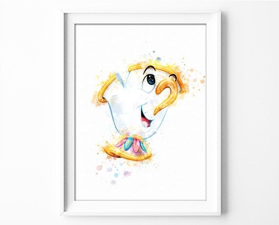 Chip Potts Beauty and the Beast Printable Watercolor Art Beauty and the Beast Instant Download Di... | Etsy (US)