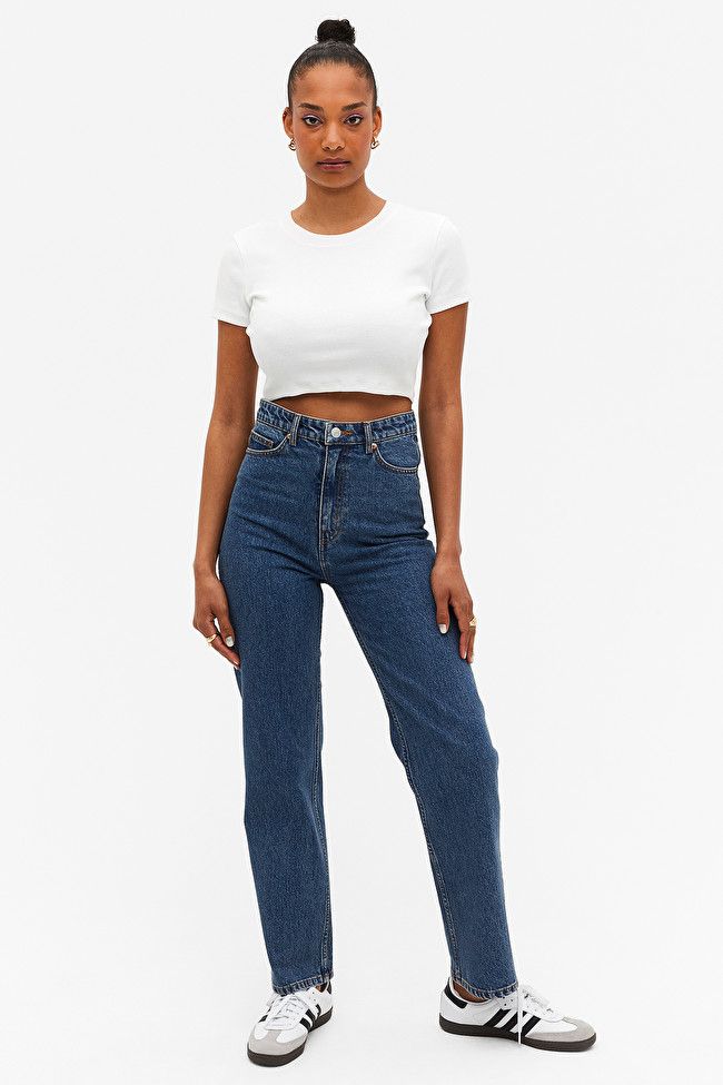 Zami extra high waist straight jeans | Monki