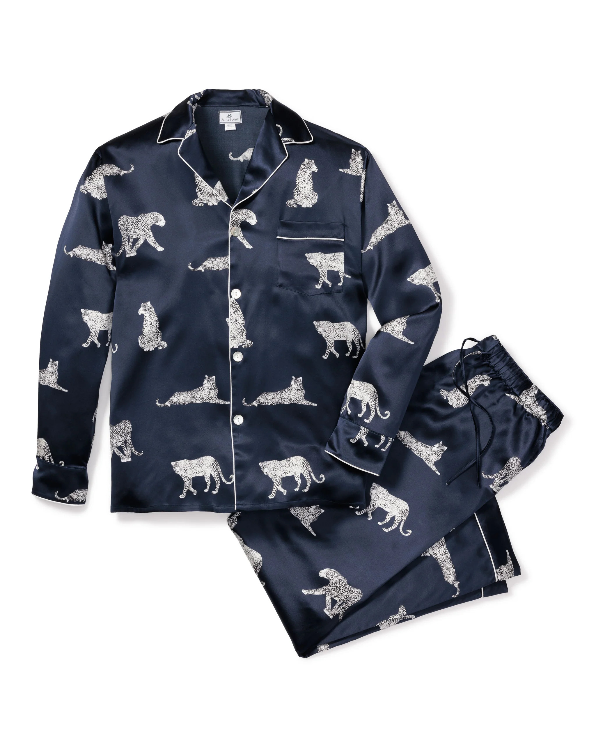 Men's Silk Pajama Set in Panthère de Nuit | Petite Plume