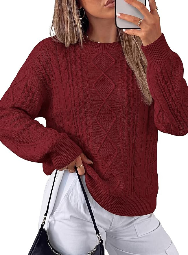 PRETTYGARDEN Womens Cable Knit Sweater Crewneck Pullover | Amazon (US)