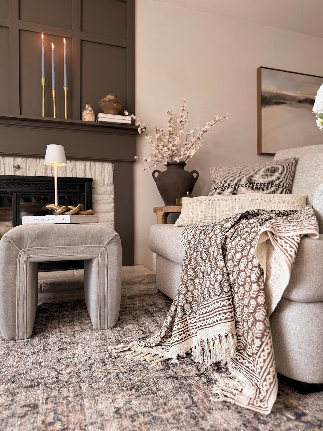 Vintage Dark Brown Floral Throw Blanket Couch,handmade Throw Blanket for Bed, Sofa Throw,boho Bed... | Etsy (US)