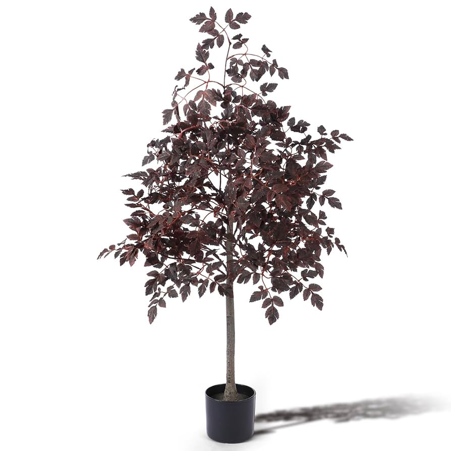 4ft Fall Plum Cimicifuga Stems Seeded Tree Artificial Thanksgiving Ficus Leaf Tree Plant Decor Au... | Amazon (US)