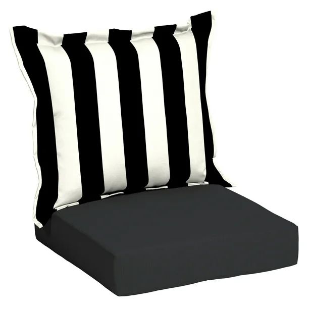 Better Homes & Gardens 45" x 24" Black Stripe Rectangle Outdoor 2-Piece Deep Seat Cushion | Walmart (US)