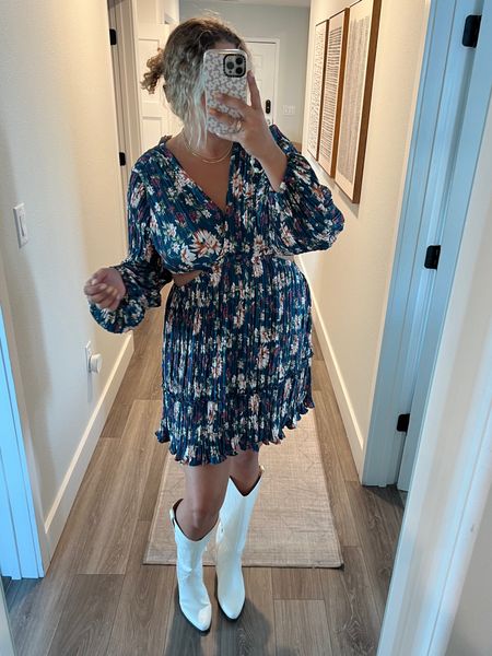 OBSESSED! this dress has side cutouts that are so flattering and the boots make it the perfect outfit for a country concert or trip to Nashville! 

#LTKstyletip #LTKxNSale #LTKshoecrush