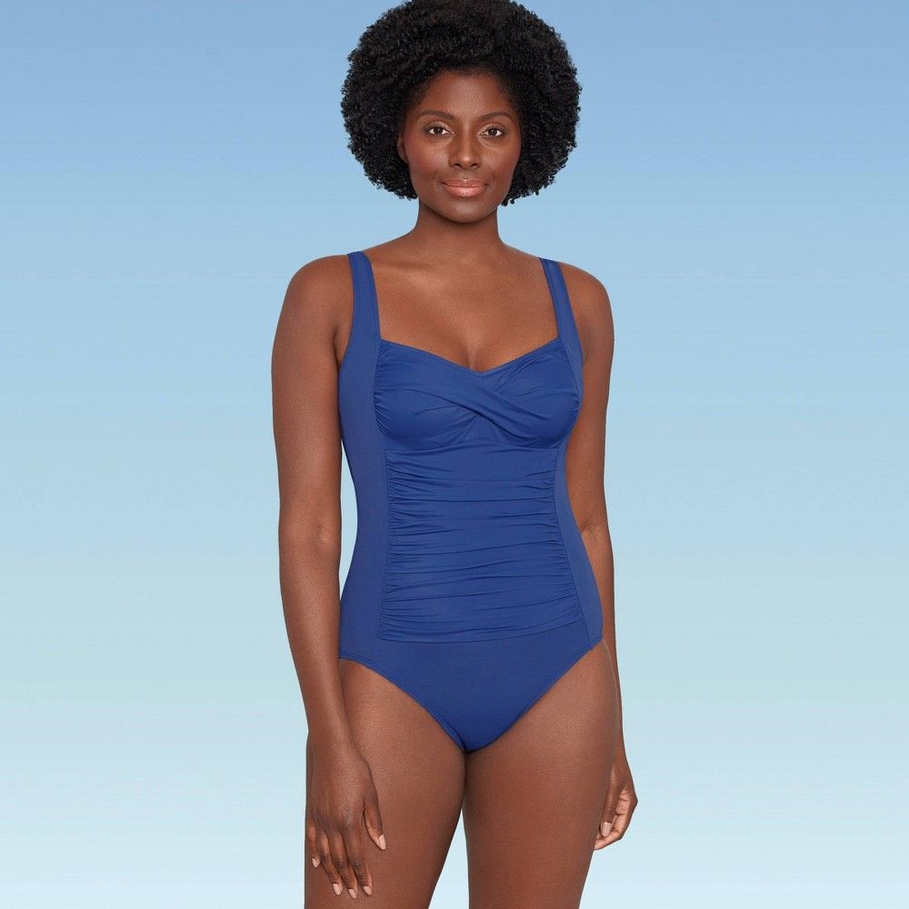 Women's Slimming Control Ruched Front One Piece Swimsuit - Dreamsuit by Miracle Brands | Target