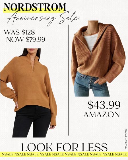 Look for Less❗ Compare French Connection’s half zip sweater for $79.99 in the Nordstrom💛 sale to Amazon's🤑similar sweater at $43.99!

NSale, Nordstrom Anniversary Sale, dupe alert, sweater, slouchy sweater, half zip sweater, fall fashion, fall style, fall outfits, Madison Payne


#LTKxNSale #LTKSeasonal #LTKstyletip