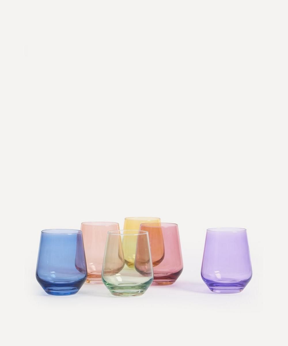 Rainbow Pastel Stemless Wine Glasses Set of Six | Liberty London (US)