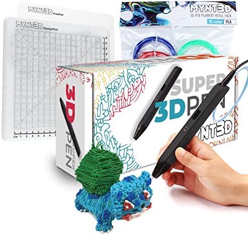 MYNT3D Super 3D Pen + 10 Color PLA Filament + DesignPad Mat Kit | Amazon (US)