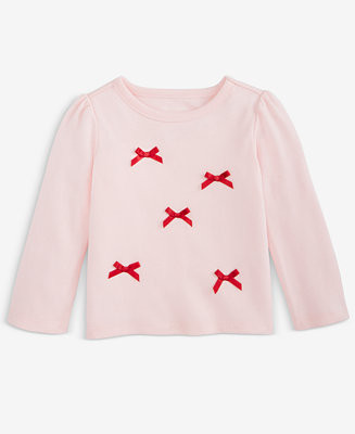 First Impressions Baby Girls Mix and Match Long-Sleeve Velour-Bows T-Shirt, Macy's Exclusive - Ma... | Macy's
