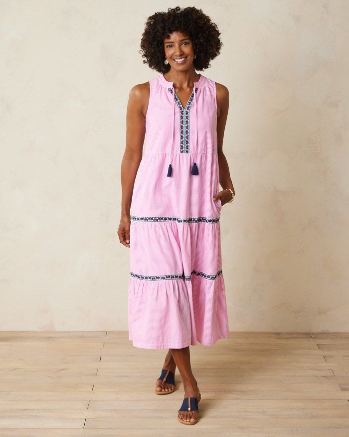 Salina Key Organic Cotton Poplin Stripe Midi Dress | Tommy Bahama