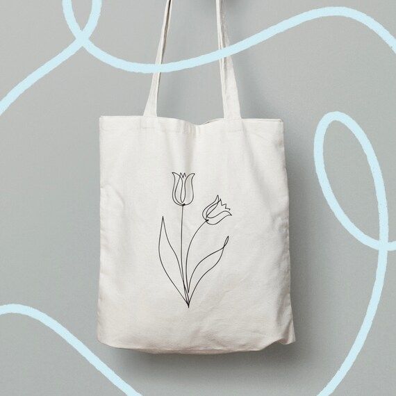 Canvas Tote Bag Design | Cute Tote Bag | Tote Bag Design| Tulip Illustration | Floral Design | Ca... | Etsy (CAD)