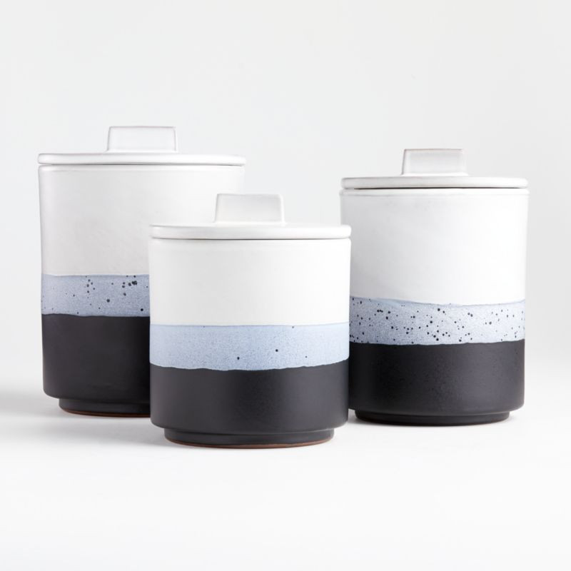 Stella Black-and-White Canisters | Crate and Barrel | Crate & Barrel