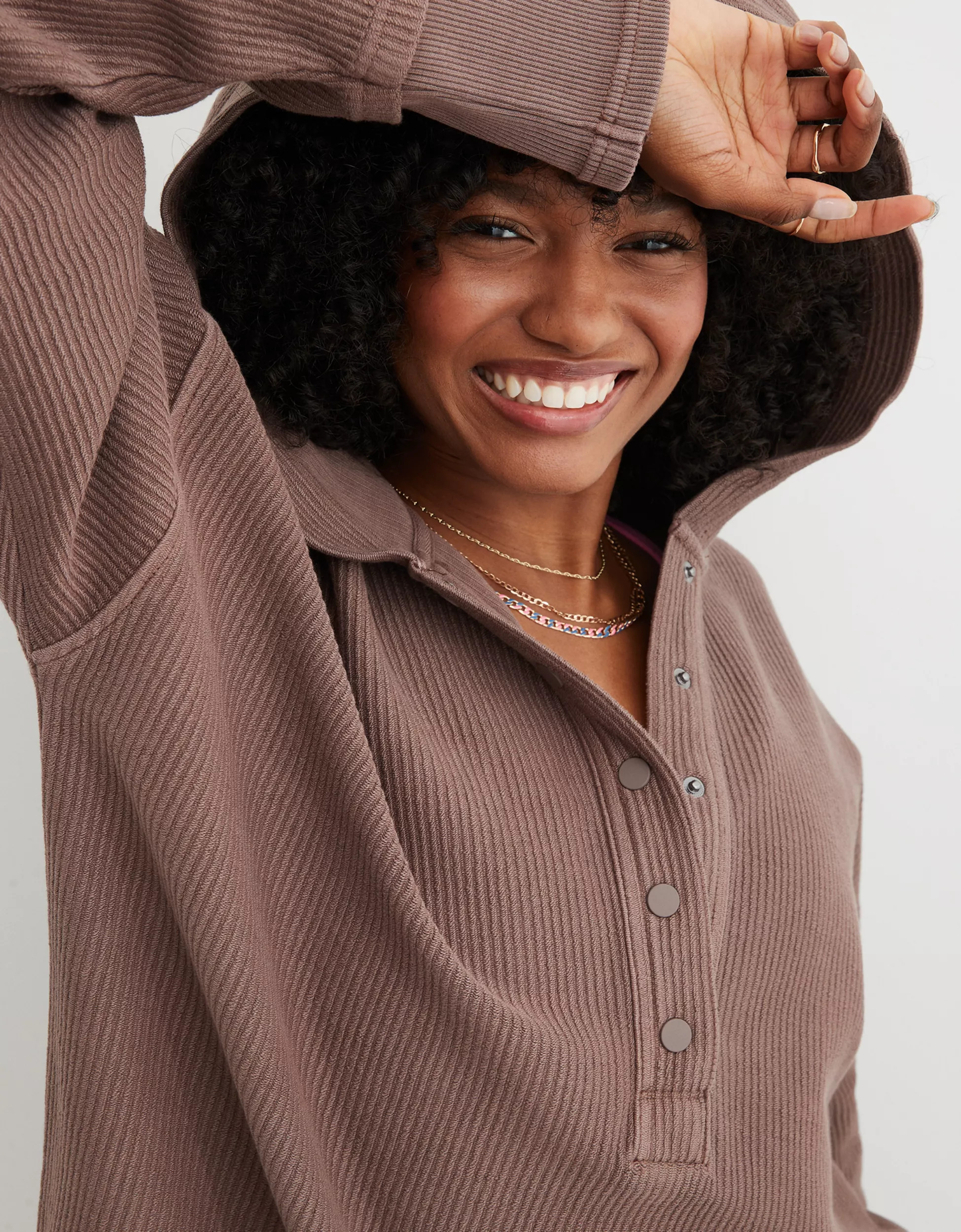 Aerie Textured Henley Hoodie | Aerie