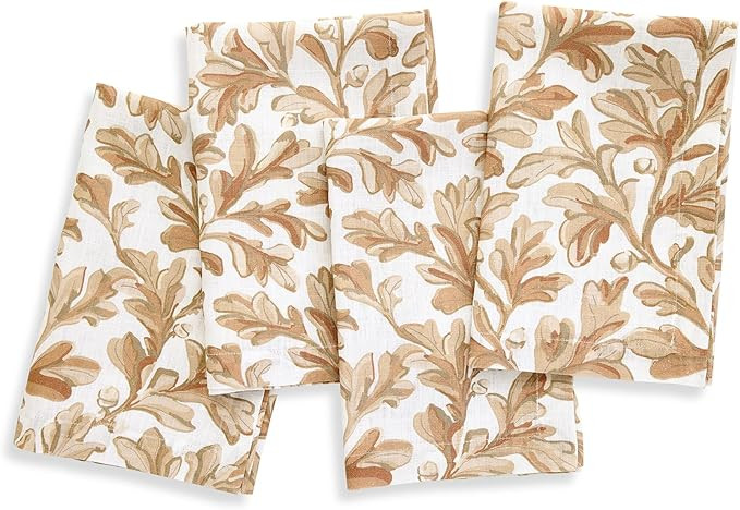 Solino Home 100% Pure Linen Fall Cloth Napkins Set of 4 - Floral Print Dinner Napkins 20 x 20 Inc... | Amazon (US)