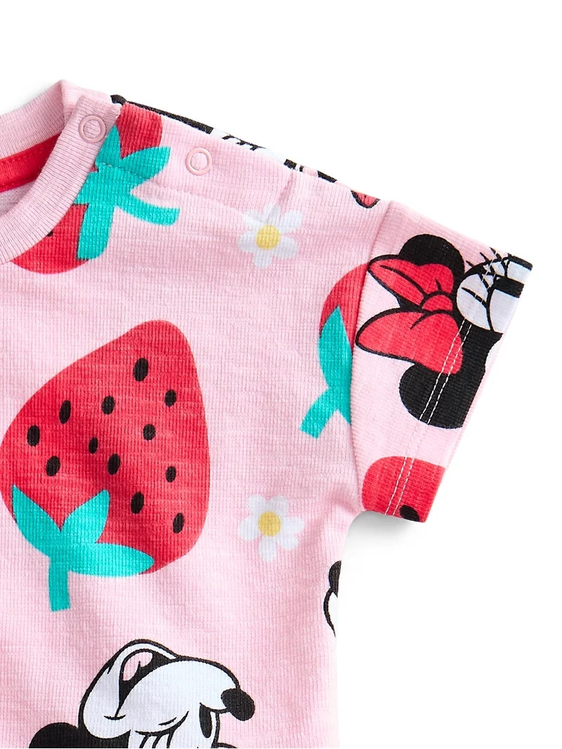 Minnie Mouse Toddler Girls Short Sleeve Graphic Tee and Matching Ruffle Shorts Set, 2-Piece, Size... | Walmart (US)