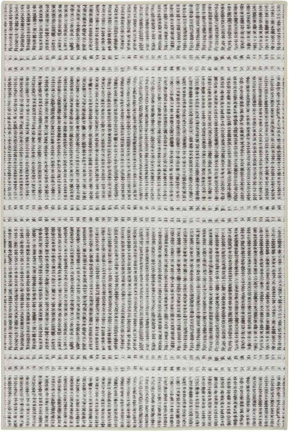 Dash and Albert Malta Grey Machine Washable Area Rug - 5' x 8' Grey Stripe Washable Accent Rug - ... | Amazon (US)