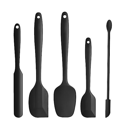 DUFEIMOY Silicone Spatula Set of 5, Rubber Spatulas Silicone Heat Resistant, Black Kitchen Spatula Set Dishwasher Safe for Nonstick Cookware Baking Cooking | Amazon (US)