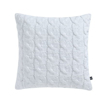 My Texas House Monte 20" x 20" Bright White Chenille Cable Knit Decorative Pillow | Walmart (US)