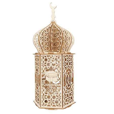 Lacyie Ramadan Lantern Ramadan Eid Mubarak LED Lights Decoration Wooden Mosque Shaped Eid Mubarak Cr | Walmart (US)
