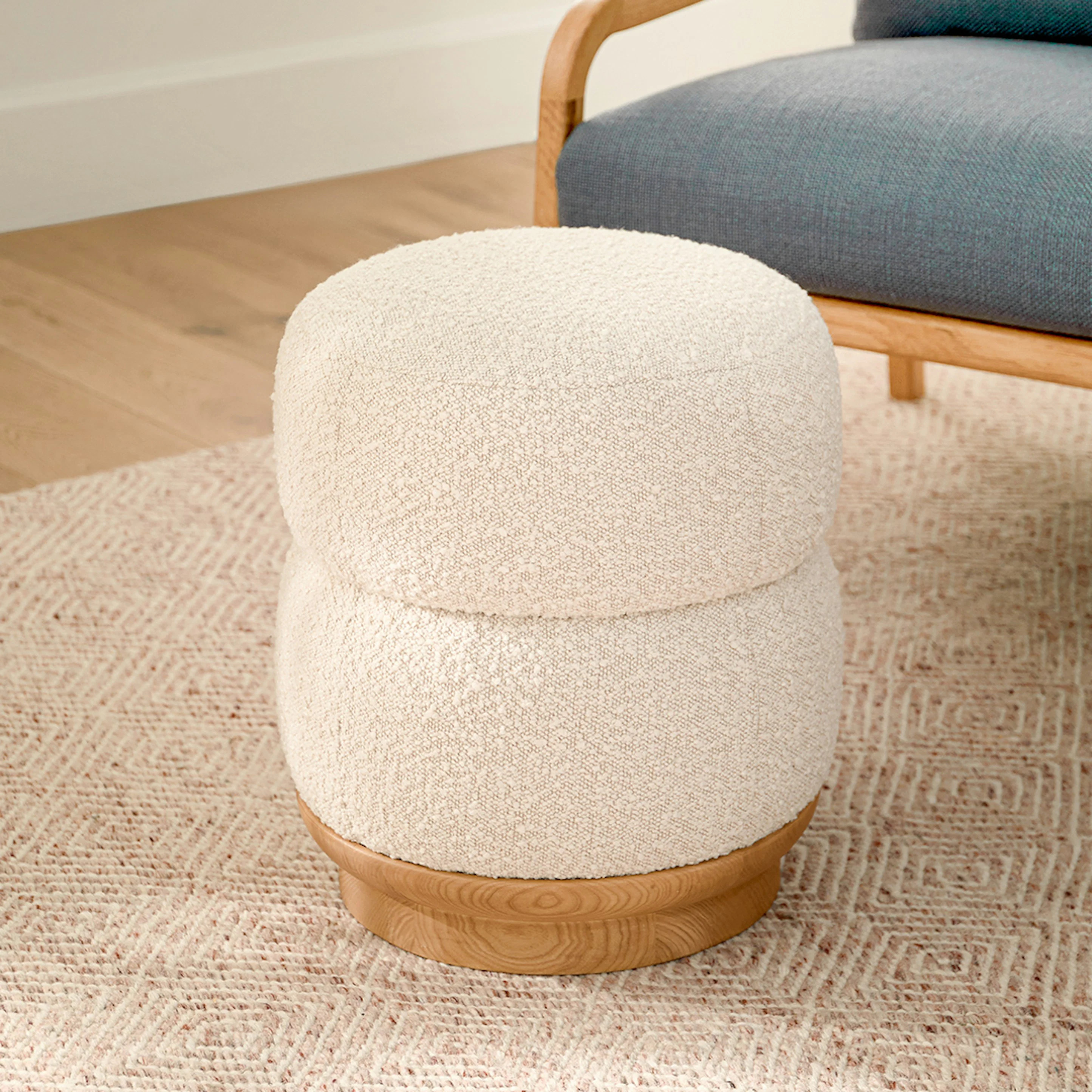 Pica 16" Ottoman - Ivory Bouclé | Article