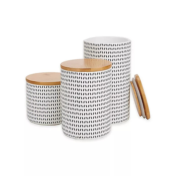 Mind Reader Oval Dot 3-Piece Canister Set in Blue | Bed Bath & Beyond