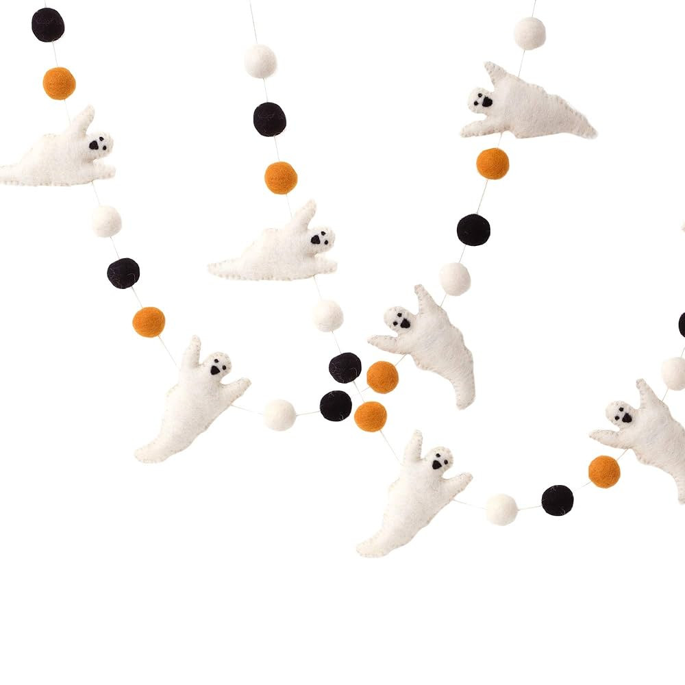 Glaciart One Felt Balls + Ghosts Garland - Easy to Hang Halloween Party Banner Decoration - 100% ... | Amazon (US)
