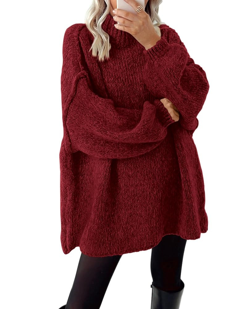 BTFBM Women's Long Pullover Sweaters 2025 Fall Winter Mock Neck Long Sleeve Thick Oversized Casua... | Amazon (US)