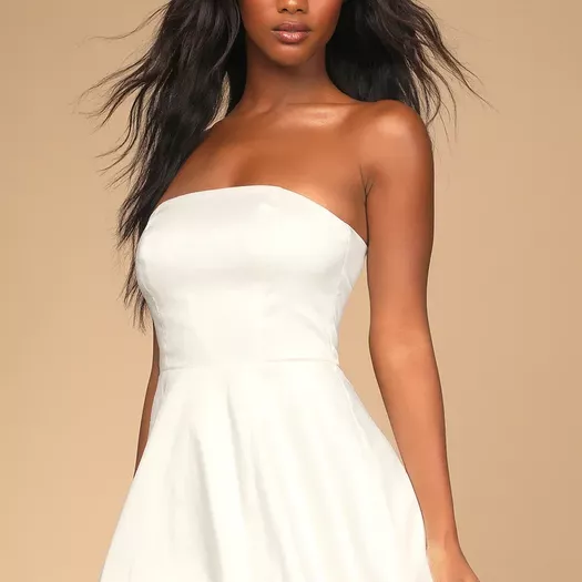 white mini grad dress Landon Radiate confidence and grace in a gown that captures the essence of your achievement. Hannah Structured Mini Dress |