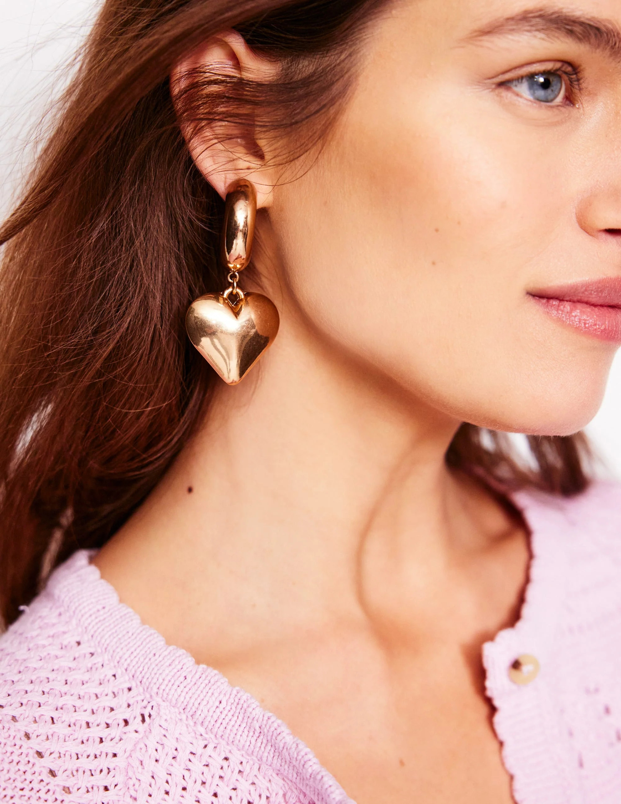 Chunky Heart Hoop Earrings-Gold Colour | Boden UK