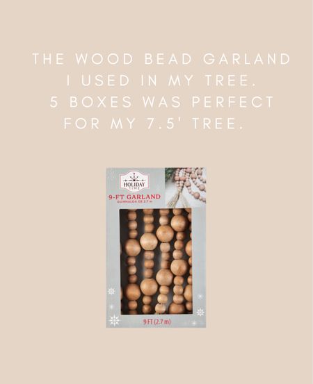 This is the wood bead garland I have o my tree this year. I used 5 boxes for my 7.5’ tree. I started in the back of the tree so the tassels would be hidden. Worked great! #christmastree #ornaments#woodbeadgarland 

#LTKSeasonal #LTKHoliday #LTKhome