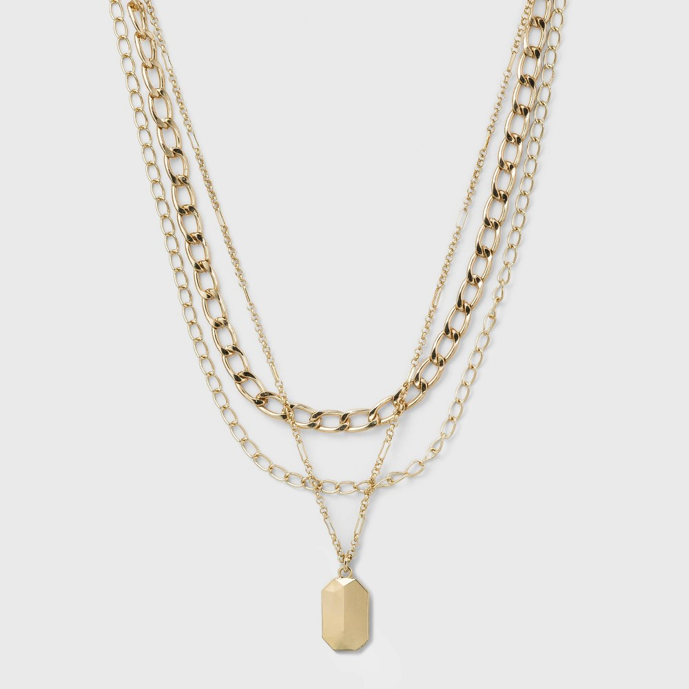 3 Row Chunky Chain Necklace - A New Day Gold | Target