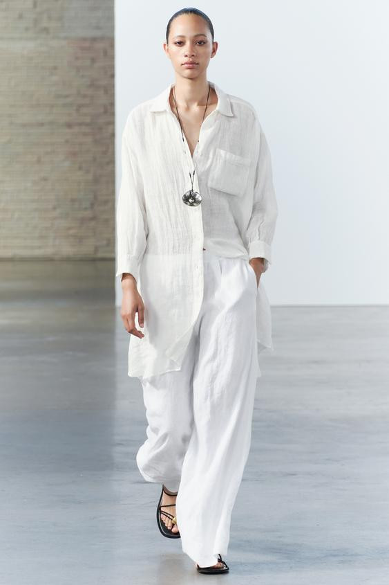 100% LINEN PALAZZO PANTS ZW COLLECTION | Zara US